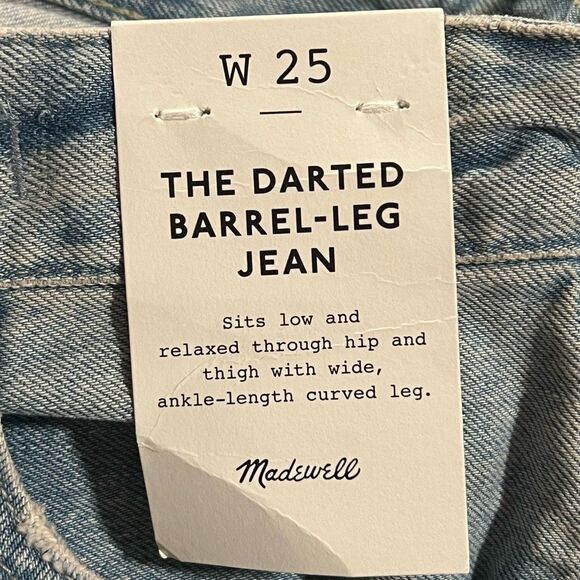 Madewell The Darted Barrel-Leg Jean Edmonson Wash Blue Rigid Size 25 NWT - Picture 8 of 8